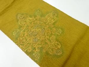 アンティーク　手織り紬華文模様織出し名古屋帯